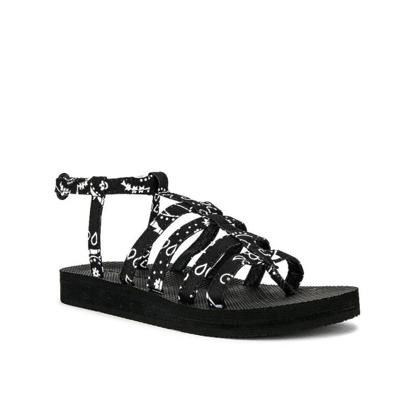 ARIZONA LOVE TREKKY FLAT SPARTIATE SANDALS IN BLACK BANDANA.    SZ: 42 - Picture 1 of 10